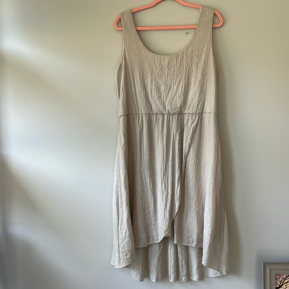 Beige High/Low hem sleeveless dress